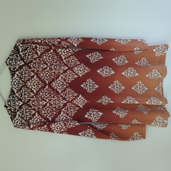 Louis Dell'Olio Geometric Pattern LS Tunic Top XS Burnt Orange/Rust - Picture 8 of 14